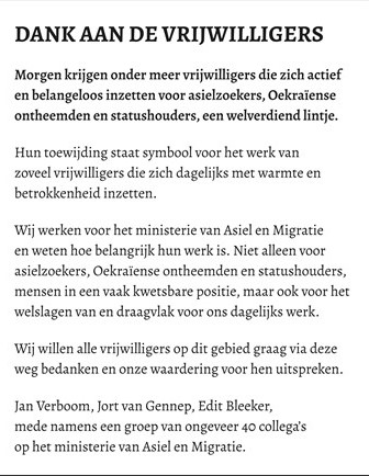 Advertentie asielambtenaren Trouw 24 april 2025